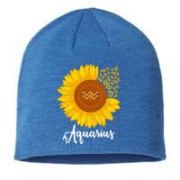 Aquarius Sunflower Zodiac Sign Floral Astrology Gift Sustainable Beanie