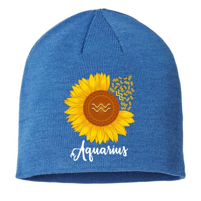 Aquarius Sunflower Zodiac Sign Floral Astrology Gift Sustainable Beanie