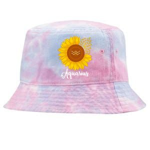 Aquarius Sunflower Zodiac Sign Floral Astrology Gift Tie-Dyed Bucket Hat