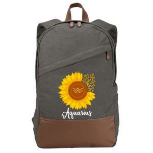 Aquarius Sunflower Zodiac Sign Floral Astrology Gift Cotton Canvas Backpack