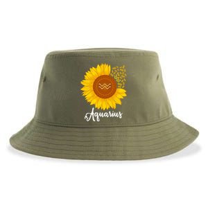 Aquarius Sunflower Zodiac Sign Floral Astrology Gift Sustainable Bucket Hat