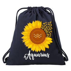 Aquarius Sunflower Zodiac Sign Floral Astrology Gift Drawstring Bag