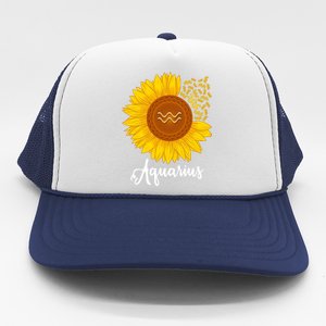 Aquarius Sunflower Zodiac Sign Floral Astrology Gift Trucker Hat