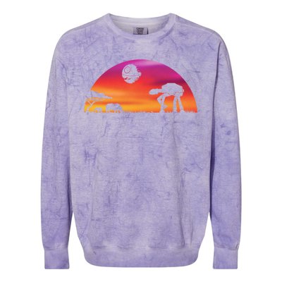 AT-AT Death Star Sunrise Silhouette Colorblast Crewneck Sweatshirt