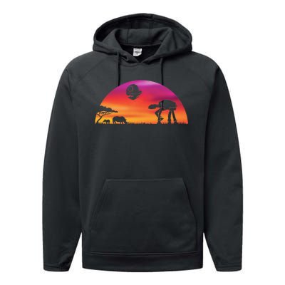 AT-AT Death Star Sunrise Silhouette Performance Fleece Hoodie