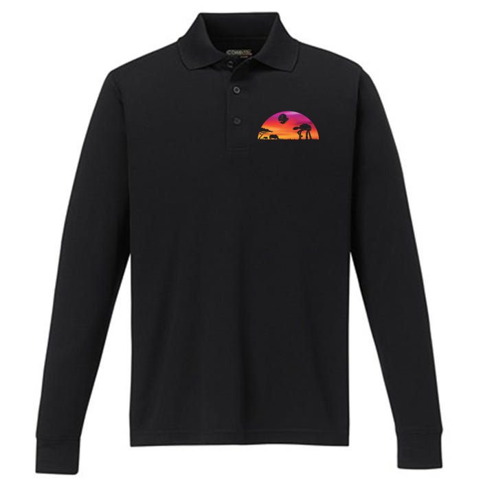 AT-AT Death Star Sunrise Silhouette Performance Long Sleeve Polo