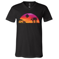 AT-AT Death Star Sunrise Silhouette V-Neck T-Shirt