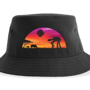 AT-AT Death Star Sunrise Silhouette Sustainable Bucket Hat