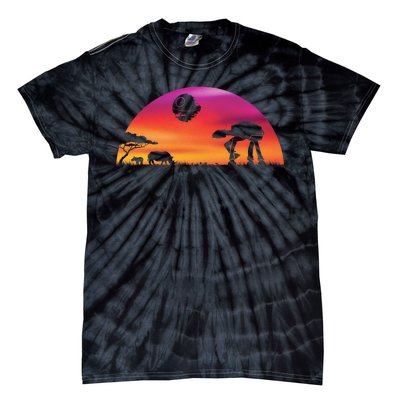 AT-AT Death Star Sunrise Silhouette Tie-Dye T-Shirt