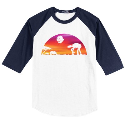 AT-AT Death Star Sunrise Silhouette Baseball Sleeve Shirt