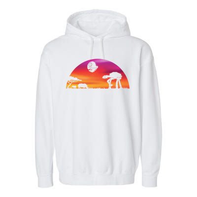 AT-AT Death Star Sunrise Silhouette Garment-Dyed Fleece Hoodie