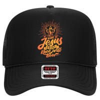 At The Name Of Jesus Every Knee Will Bow High Crown Mesh Back Trucker Hat