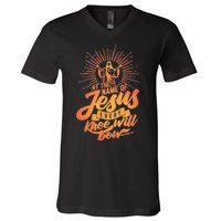 At The Name Of Jesus Every Knee Will Bow V-Neck T-Shirt