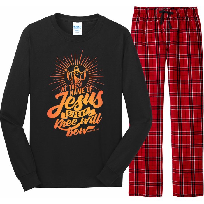 At The Name Of Jesus Every Knee Will Bow Long Sleeve Pajama Set