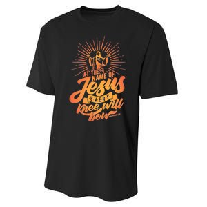 At The Name Of Jesus Every Knee Will Bow Performance Sprint T-Shirt