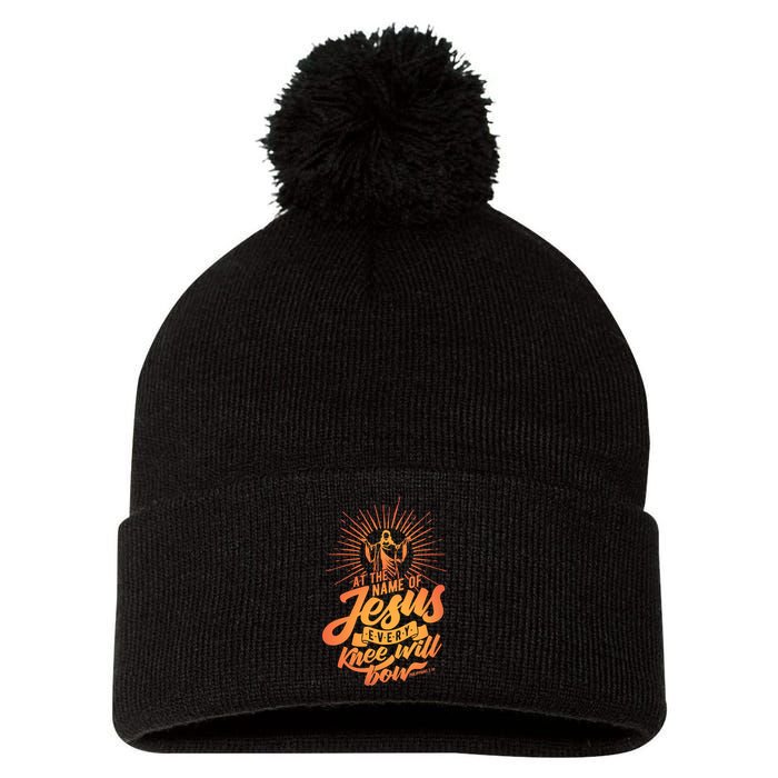 At The Name Of Jesus Every Knee Will Bow Pom Pom 12in Knit Beanie