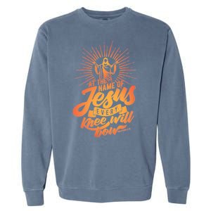 At The Name Of Jesus Every Knee Will Bow Garment-Dyed Sweatshirt