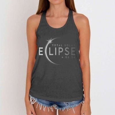 America Totality 04 08 24 Total Solar Eclipse 2024 Women's Knotted Racerback Tank