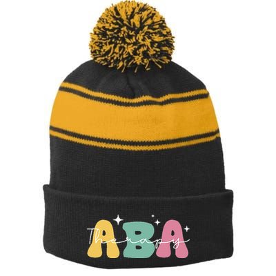 Aba Therapy 2 Sided All Behavior Is A Form Of Communication Stripe Pom Pom Beanie