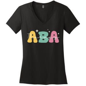 Aba Therapy 2 Sided All Behavior Is A Form Of Communication Women's V-Neck T-Shirt