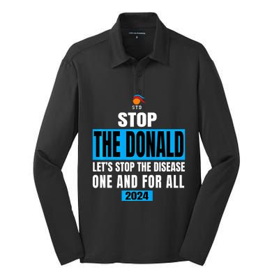 Anti Trump 2024 STD Funny Stop The Donald Trump Impeach Silk Touch Performance Long Sleeve Polo