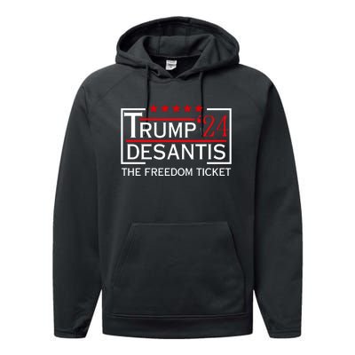 Awesome Trump 24 Desantis The Freedom Ticket Performance Fleece Hoodie