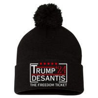 Awesome Trump 24 Desantis The Freedom Ticket Pom Pom 12in Knit Beanie