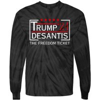 Awesome Trump 24 Desantis The Freedom Ticket Tie-Dye Long Sleeve Shirt