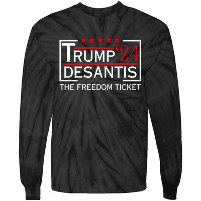 Awesome Trump 24 Desantis The Freedom Ticket Tie-Dye Long Sleeve Shirt