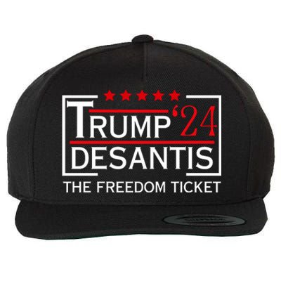 Awesome Trump 24 Desantis The Freedom Ticket Wool Snapback Cap