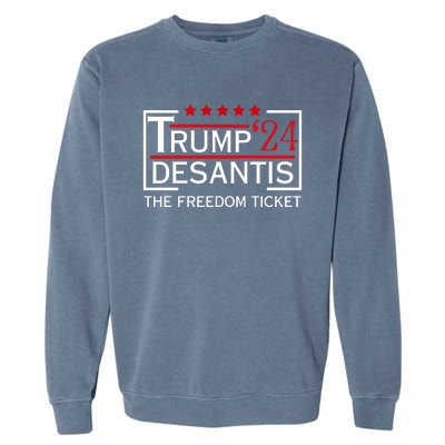 Awesome Trump 24 Desantis The Freedom Ticket Garment-Dyed Sweatshirt