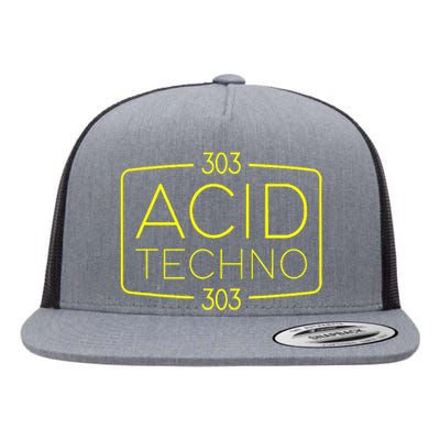 Acid Techno 303 Acid Rave Hard Dark Techno Flat Bill Trucker Hat