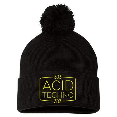 Acid Techno 303 Acid Rave Hard Dark Techno Pom Pom 12in Knit Beanie