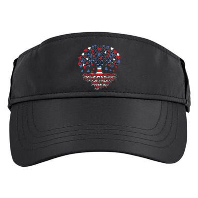 American Tree 4th Of July USA Flag Hearts Roots Patriotic Adult Drive Performance Visor