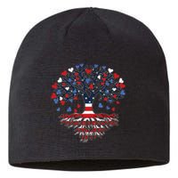 American Tree 4th Of July USA Flag Hearts Roots Patriotic Sustainable Beanie