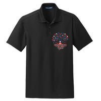 American Tree 4th Of July USA Flag Hearts Roots Patriotic Dry Zone Grid Polo