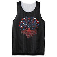 American Tree 4th Of July USA Flag Hearts Roots Patriotic Mesh Reversible Basketball Jersey Tank