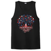 American Tree 4th Of July USA Flag Hearts Roots Patriotic PosiCharge Competitor Tank