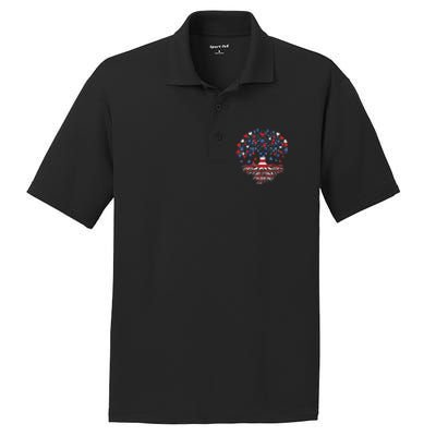 American Tree 4th Of July USA Flag Hearts Roots Patriotic PosiCharge RacerMesh Polo