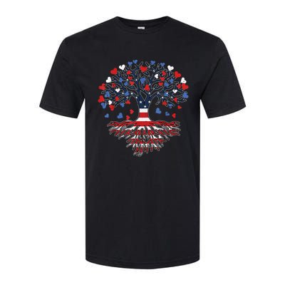 American Tree 4th Of July USA Flag Hearts Roots Patriotic Softstyle CVC T-Shirt