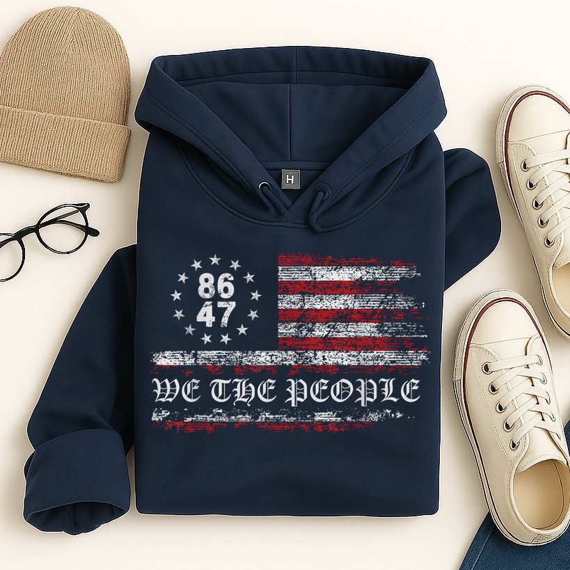 Anti Trump 8647 86 47 US Flag We The People Impeach 47 Hoodie