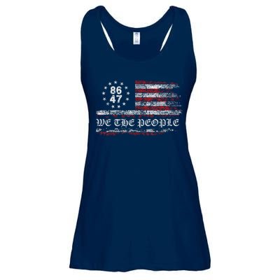 Anti Trump 8647 86 47 US Flag We The People Impeach 47 Ladies Essential Flowy Tank