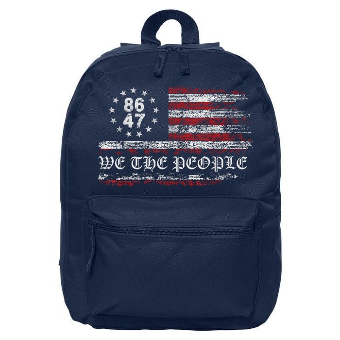 Anti Trump 8647 86 47 US Flag We The People Impeach 47 16 in Basic Backpack