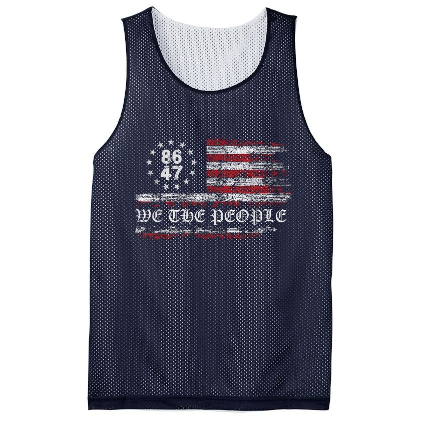 Anti Trump 8647 86 47 US Flag We The People Impeach 47 Mesh Reversible Basketball Jersey Tank