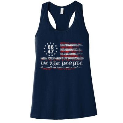 Anti Trump 8647 86 47 US Flag We The People Impeach 47 Womens Tank Top