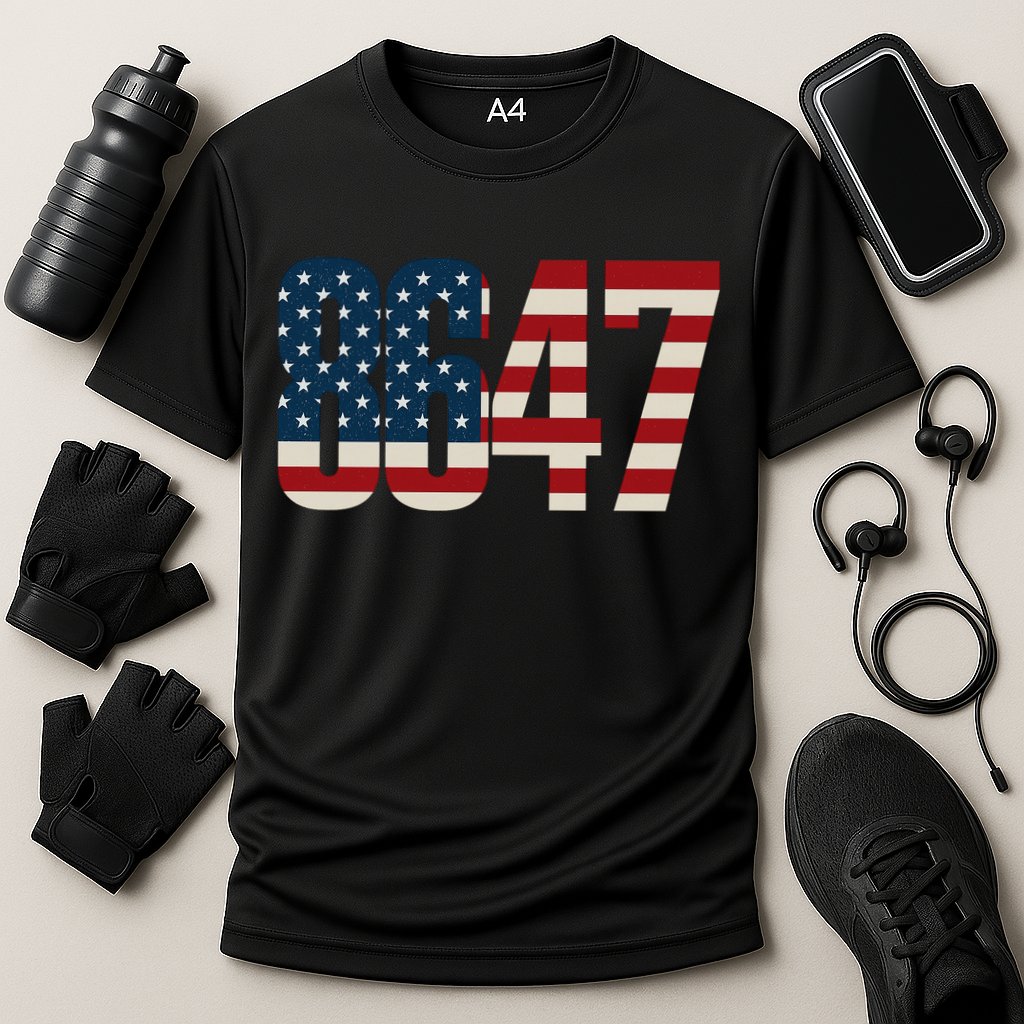 Anti Trump 8647 86 47th President US Flag Cooling Performance Crew T-Shirt