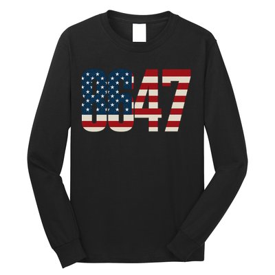 Anti Trump 8647 86 47th President US Flag Long Sleeve Shirt