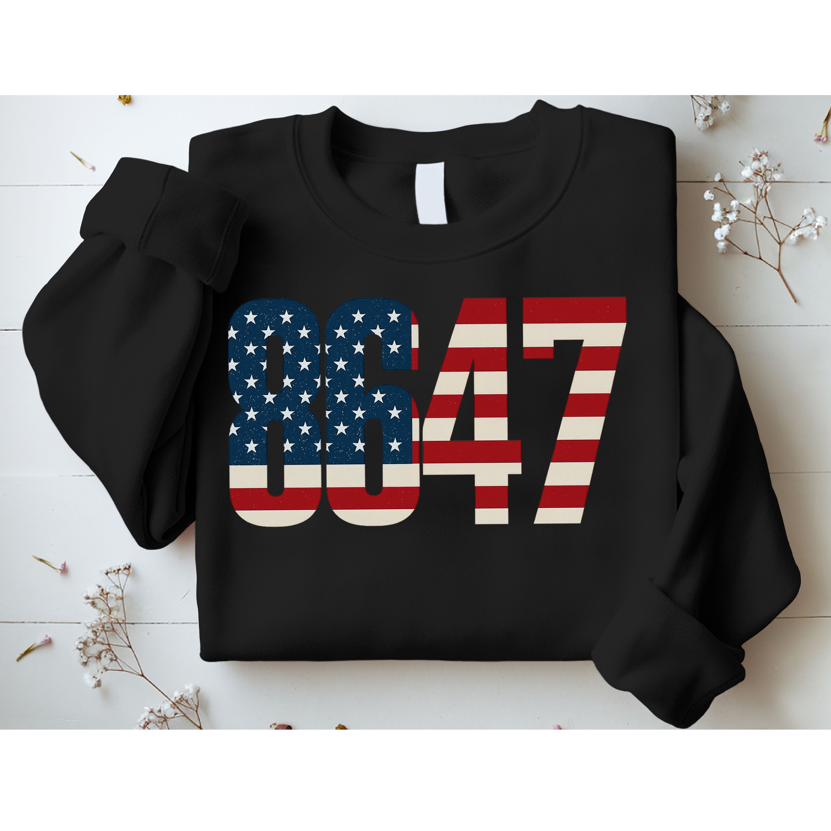 Anti Trump 8647 86 47th President US Flag Sweatshirt