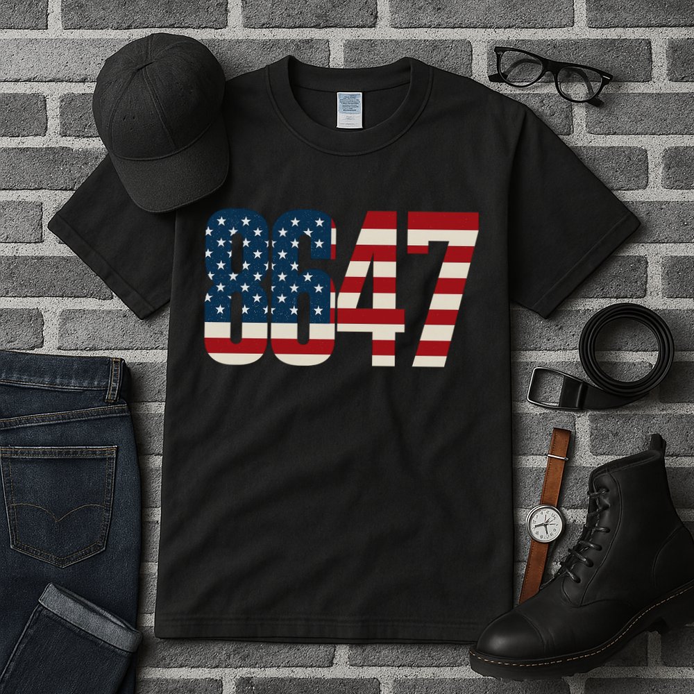Anti Trump 8647 86 47th President US Flag Tall T-Shirt