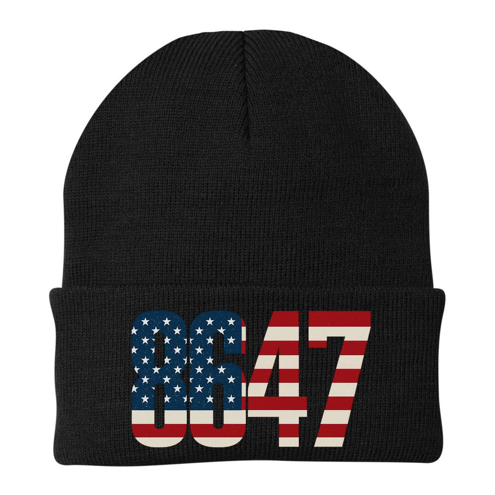 Anti Trump 8647 86 47th President US Flag Beanie